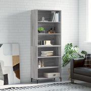 Hoge kast 69,5x32,5x180 cm bewerkt hout grijs