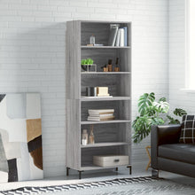 Hoge Kast 69,5X32,5X180 Cm Bewerkt Hout Grijs Sonoma Eikenkleur