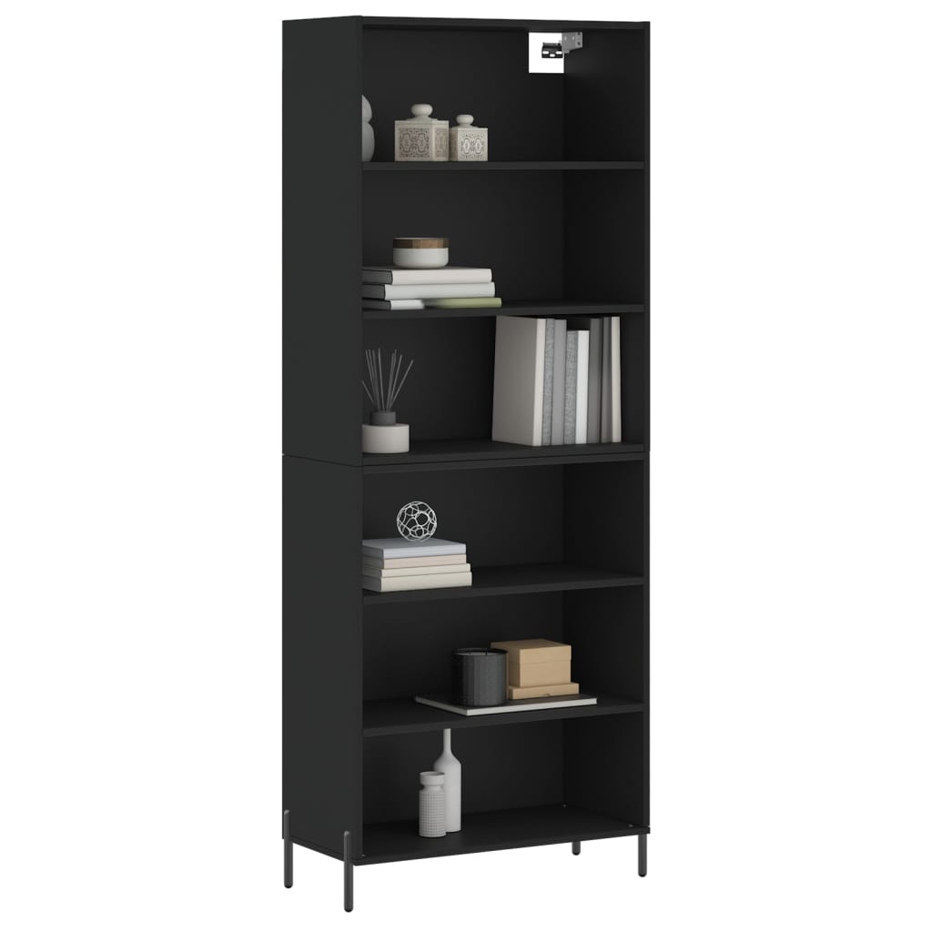 Hoge Kast 69,5X32,5X180 Cm Bewerkt Hout Zwart