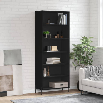 Hoge Kast 69,5X32,5X180 Cm Bewerkt Hout Zwart