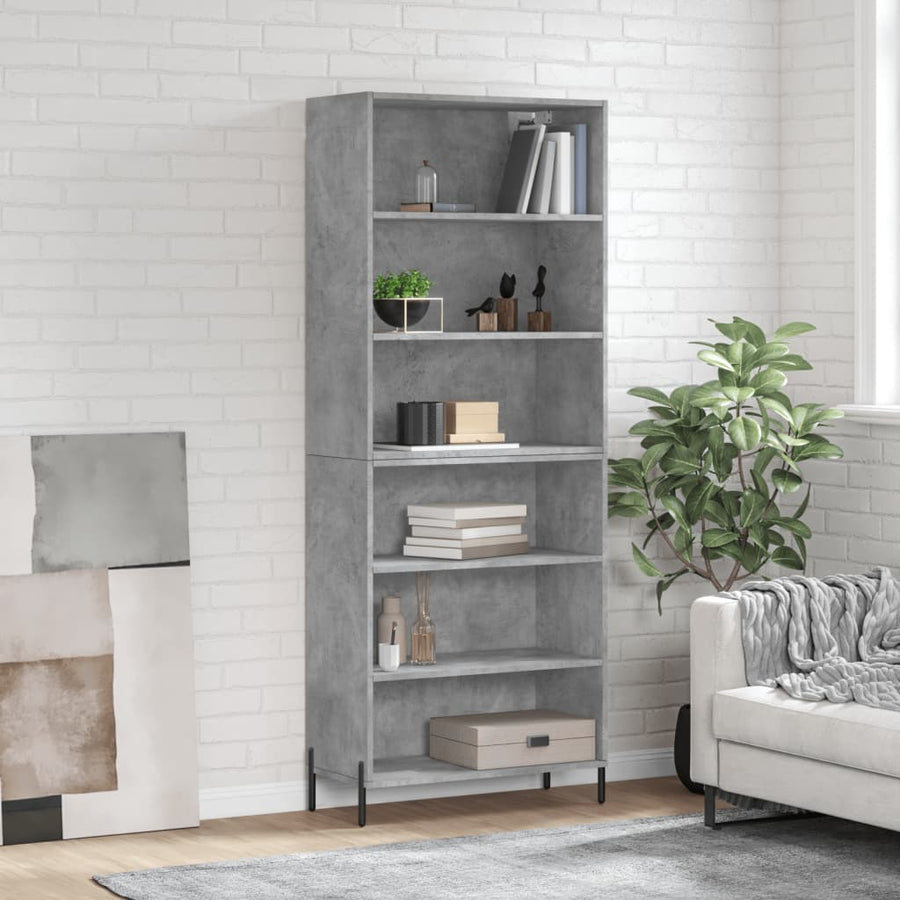 Hoge Kast 69,5X32,5X180 Cm Bewerkt Hout Betongrijs