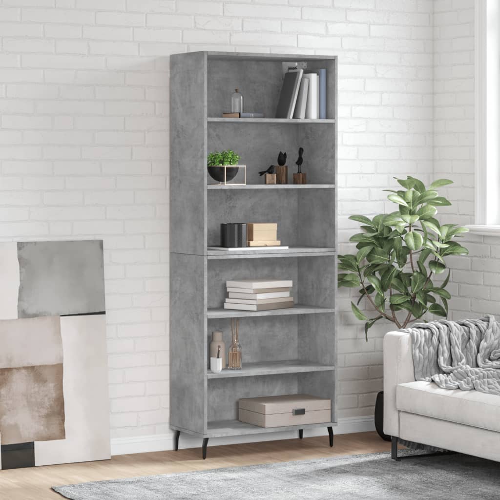 Hoge Kast 69,5X32,5X180 Cm Bewerkt Hout Betongrijs
