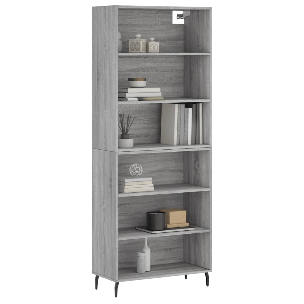 Hoge Kast 69,5X32,5X180 Cm Bewerkt Hout Grijs Sonoma Eikenkleur
