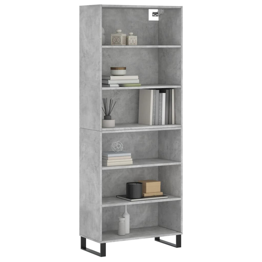 Hoge Kast 69,5X32,5X180 Cm Bewerkt Hout Betongrijs
