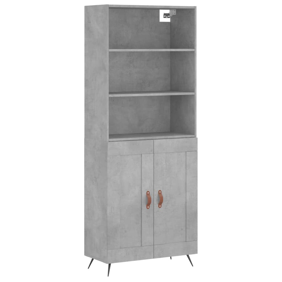 Hoge Kast 69,5X34X180 Cm Bewerkt Hout Betongrijs