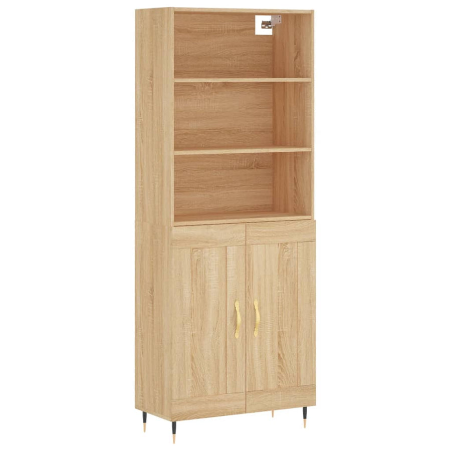Hoge Kast 69,5X34X180 Cm Bewerkt Hout Kleurig Sonoma eiken