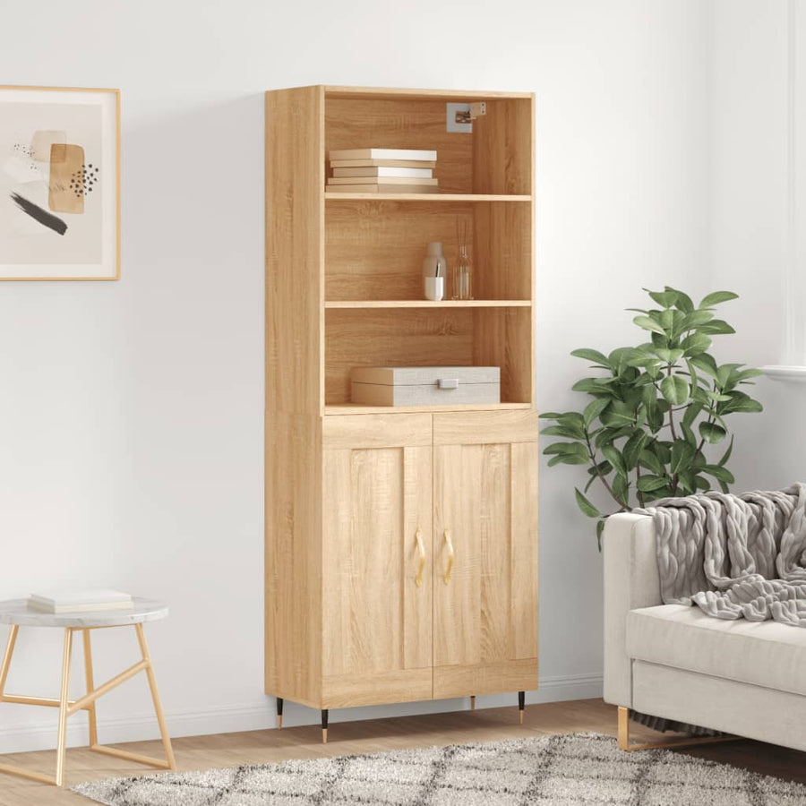 Hoge Kast 69,5X34X180 Cm Bewerkt Hout Kleurig Sonoma eiken