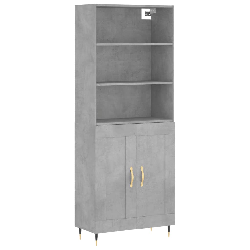 Hoge Kast 69,5X34X180 Cm Bewerkt Hout Betongrijs