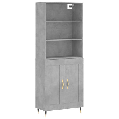 Hoge Kast 69,5X34X180 Cm Bewerkt Hout Betongrijs