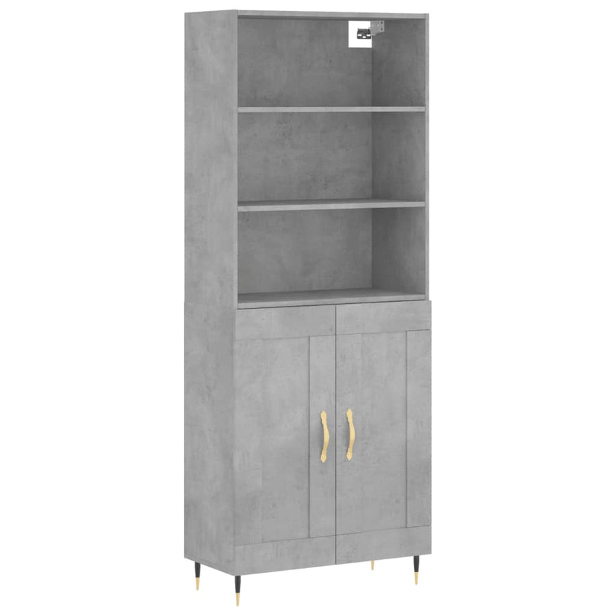 Hoge Kast 69,5X34X180 Cm Bewerkt Hout Betongrijs