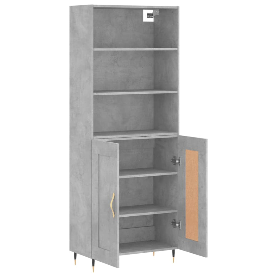 Hoge Kast 69,5X34X180 Cm Bewerkt Hout Betongrijs