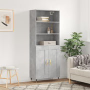 Hoge kast 69,5x34x180 cm bewerkt hout betongrijs