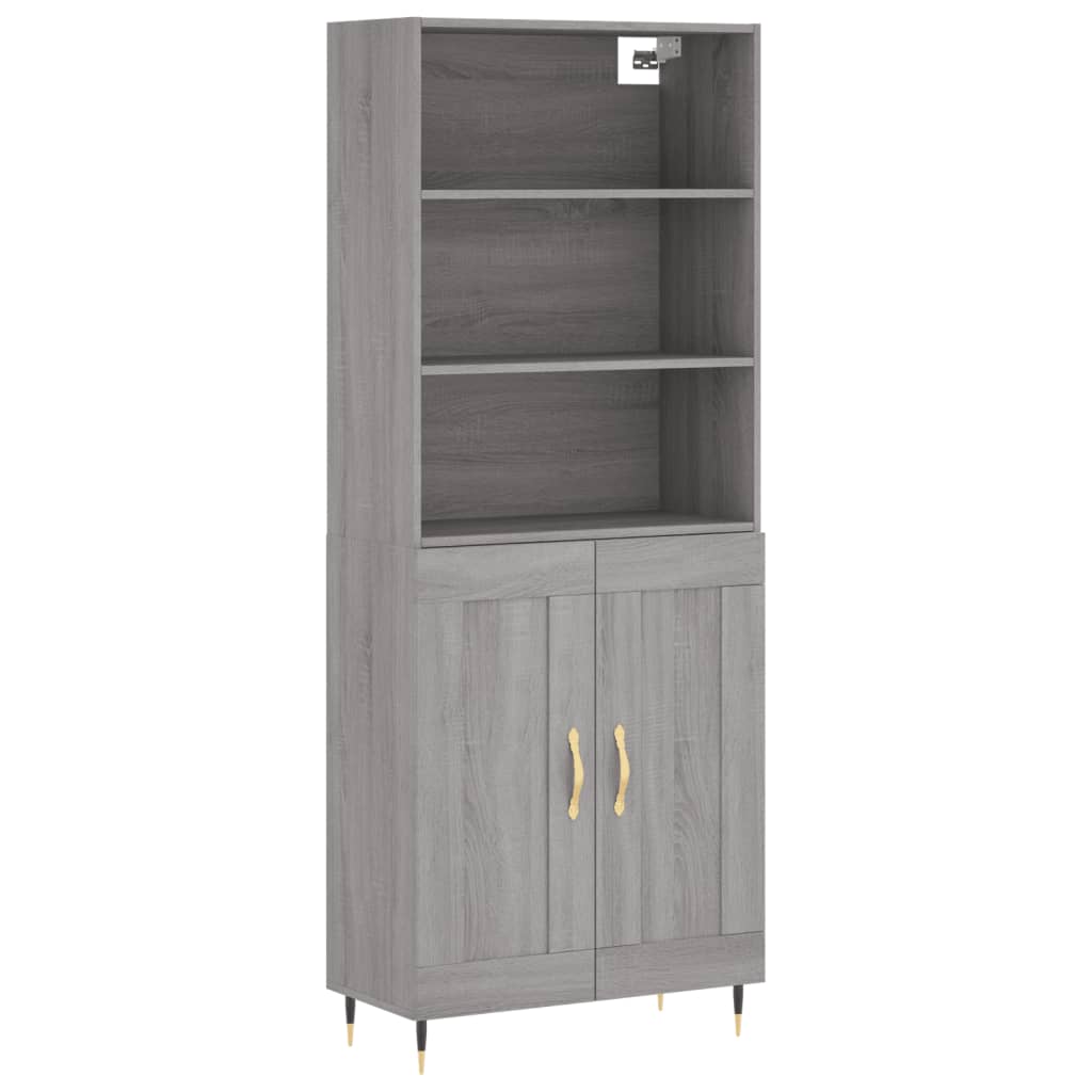 Hoge Kast 69,5X34X180 Cm Bewerkt Hout Eikenkleurig Grijs sonoma