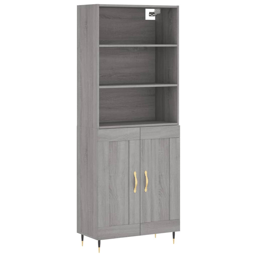 Hoge Kast 69,5X34X180 Cm Bewerkt Hout Eikenkleurig Grijs sonoma