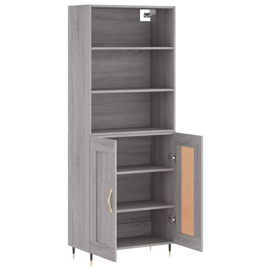 Hoge Kast 69,5X34X180 Cm Bewerkt Hout Eikenkleurig Grijs sonoma
