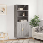 Hoge kast 69,5x34x180 cm bewerkt hout grijs