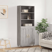 Hoge kast 69,5x34x180 cm bewerkt hout grijs