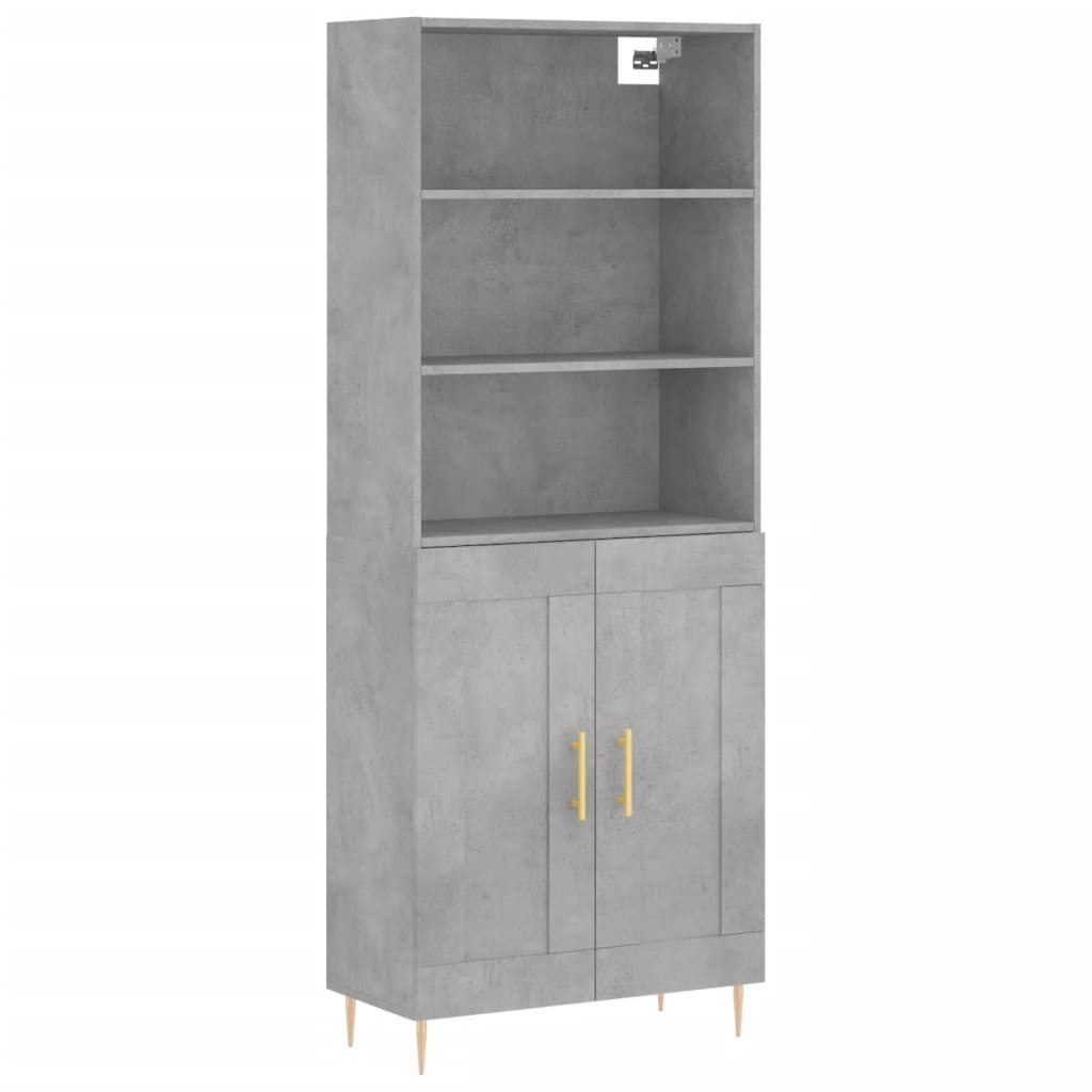 Hoge Kast 69,5X34X180 Cm Bewerkt Hout Betongrijs
