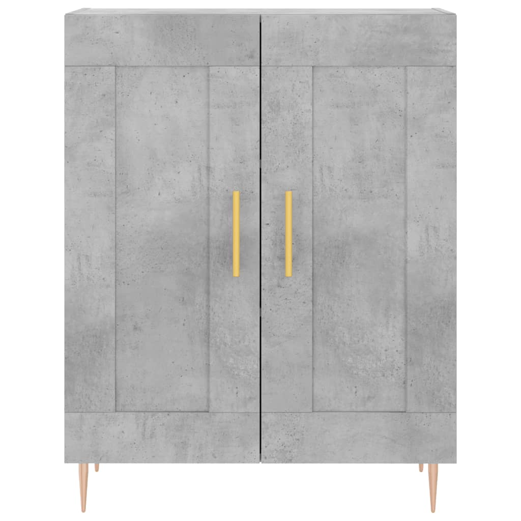 Hoge Kast 69,5X34X180 Cm Bewerkt Hout Betongrijs