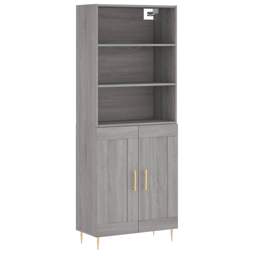 Hoge Kast 69,5X34X180 Cm Bewerkt Hout Eikenkleurig Grijs sonoma