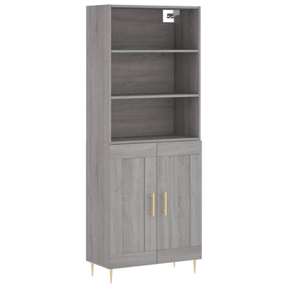 Hoge Kast 69,5X34X180 Cm Bewerkt Hout Eikenkleurig Grijs sonoma