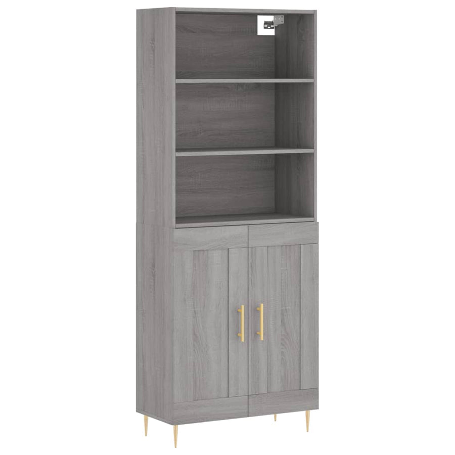 Hoge Kast 69,5X34X180 Cm Bewerkt Hout Eikenkleurig Grijs sonoma