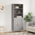 Hoge kast 69,5x34x180 cm bewerkt hout grijs sonoma eikenkleurig