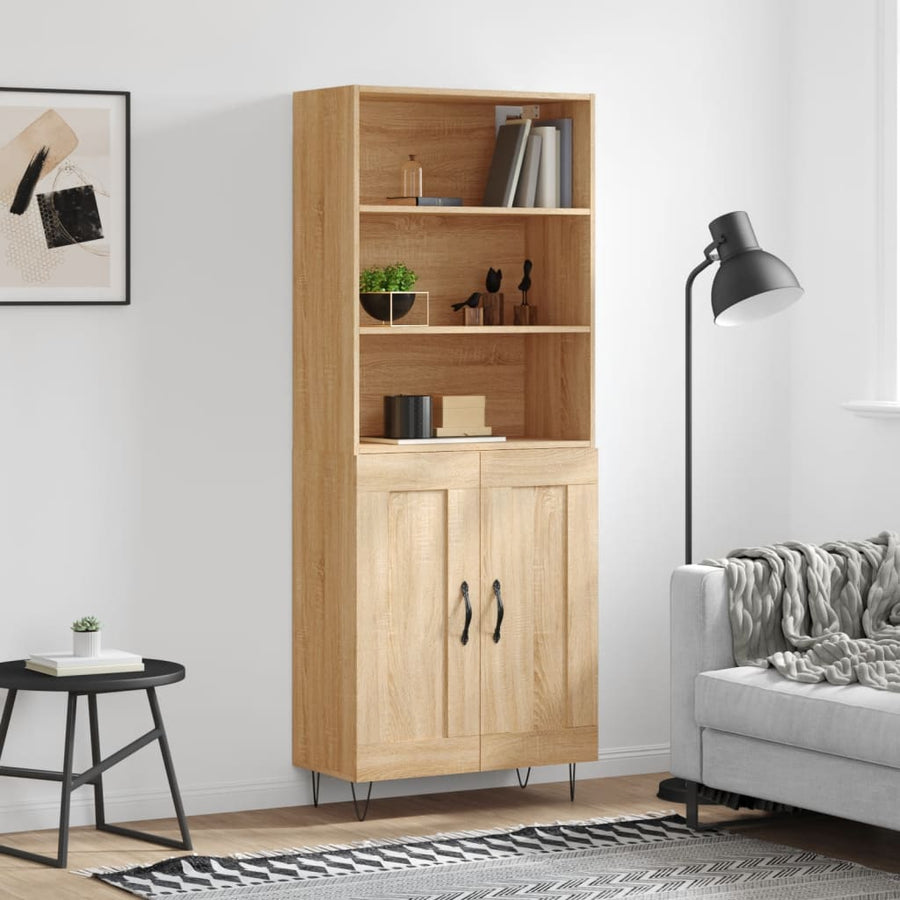 Hoge Kast 69,5X34X180 Cm Bewerkt Hout Kleurig Sonoma eiken