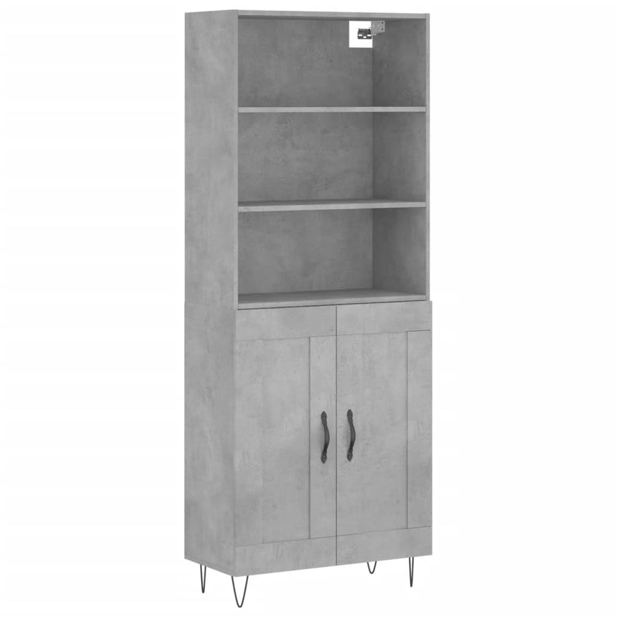 Hoge Kast 69,5X34X180 Cm Bewerkt Hout Betongrijs