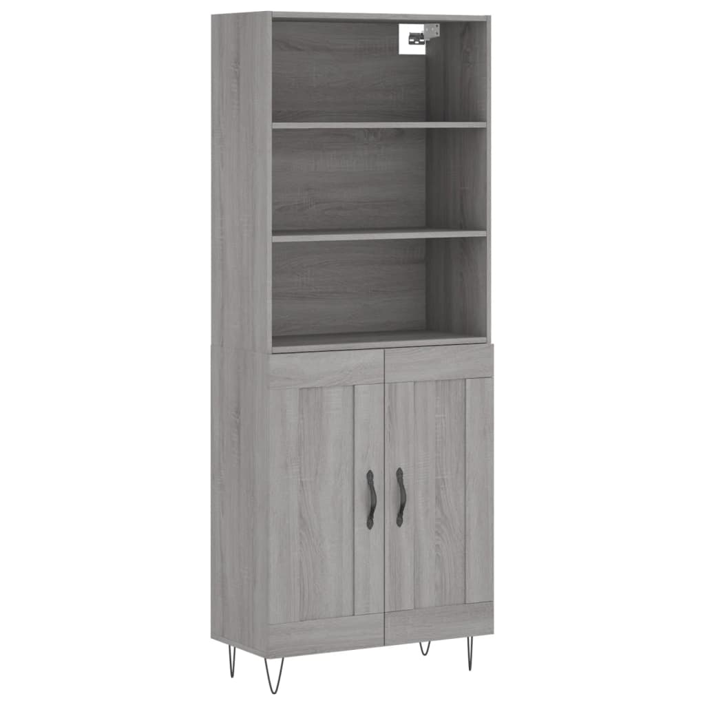 Hoge Kast 69,5X34X180 Cm Bewerkt Hout Eikenkleurig Grijs sonoma