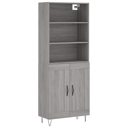 Hoge Kast 69,5X34X180 Cm Bewerkt Hout Eikenkleurig Grijs sonoma