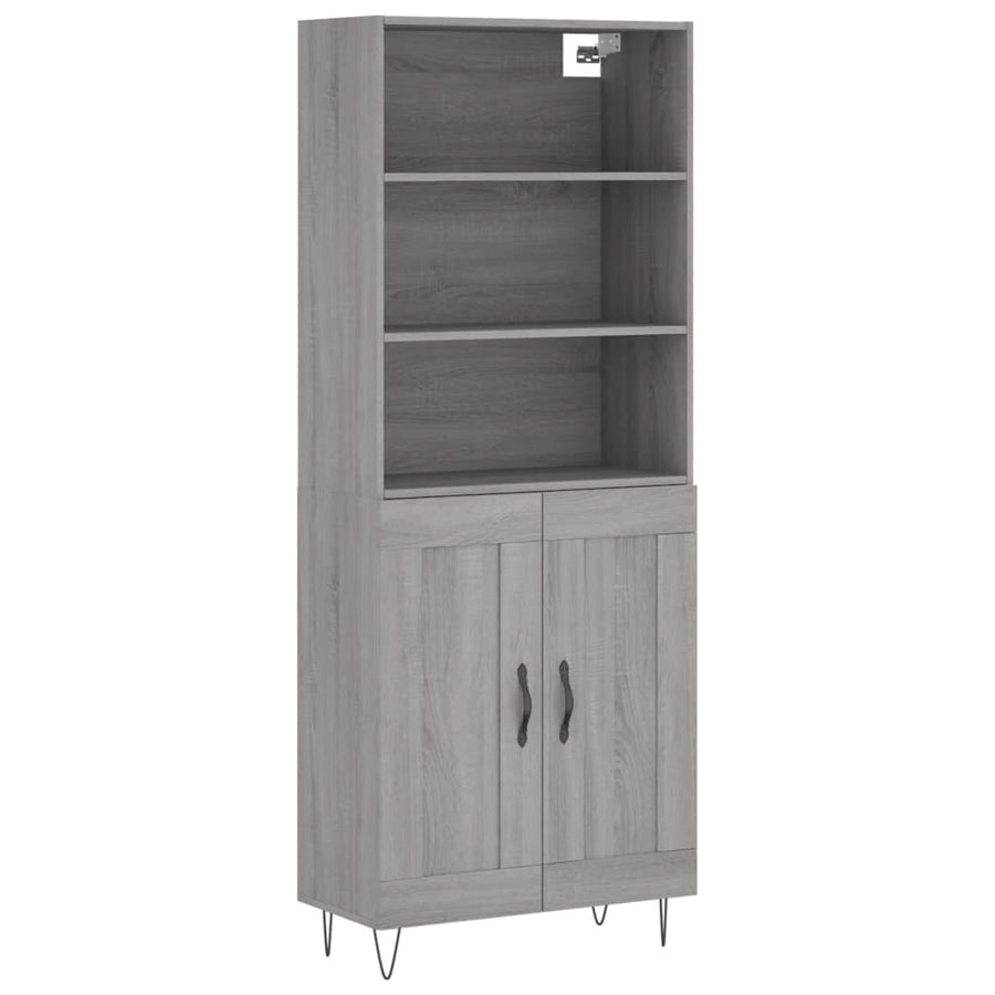 Hoge Kast 69,5X34X180 Cm Bewerkt Hout Eikenkleurig Grijs sonoma