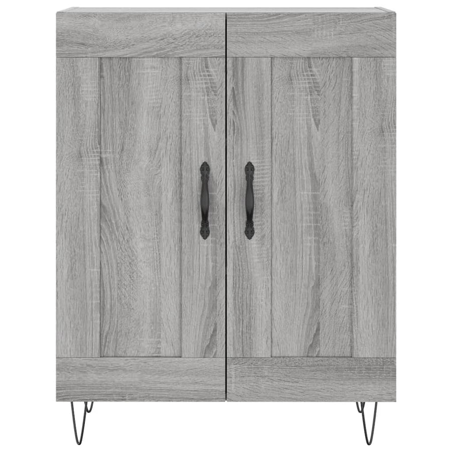 Hoge Kast 69,5X34X180 Cm Bewerkt Hout Eikenkleurig Grijs sonoma
