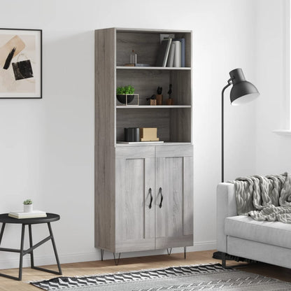 Hoge Kast 69,5X34X180 Cm Bewerkt Hout Eikenkleurig Grijs sonoma