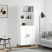 Hoge kast 69,5x34x180 cm bewerkt hout wit