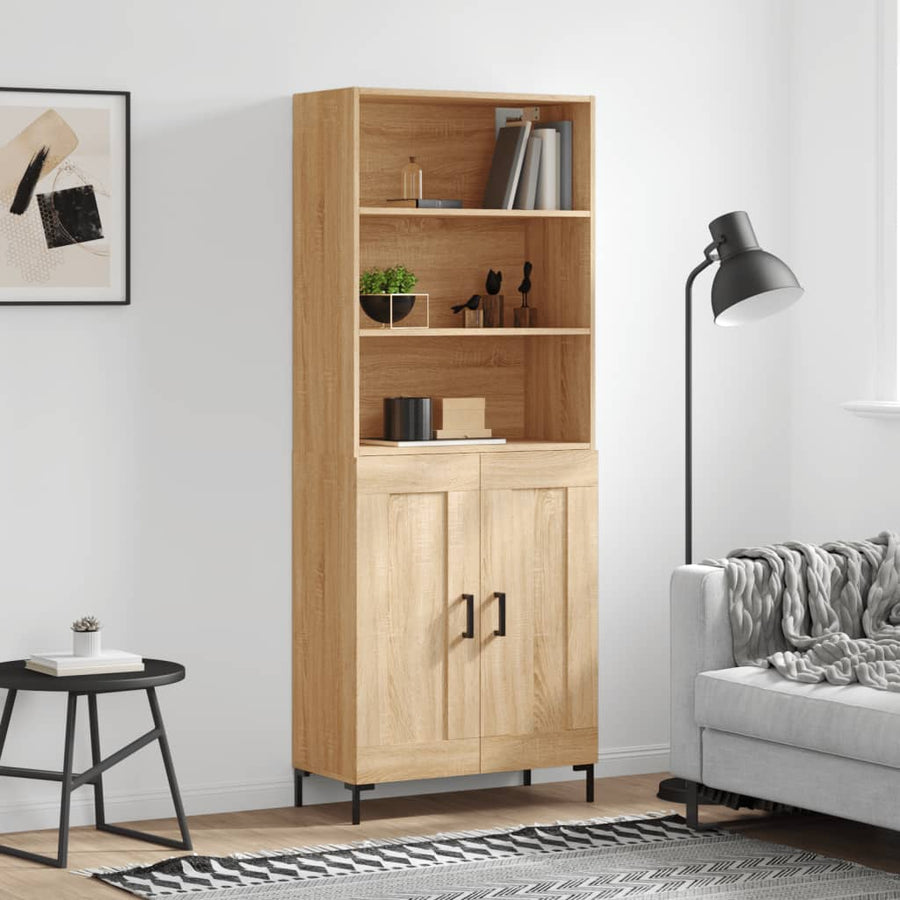 Hoge Kast 69,5X34X180 Cm Bewerkt Hout Kleurig Sonoma eiken