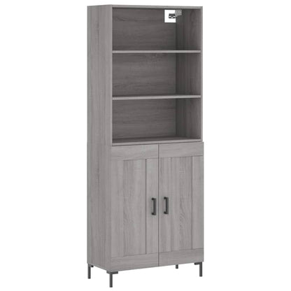 Hoge kast 69,5x34x180 cm bewerkt hout grijs sonoma eikenkleurig