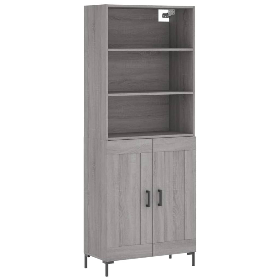 Hoge kast 69,5x34x180 cm bewerkt hout grijs sonoma eikenkleurig