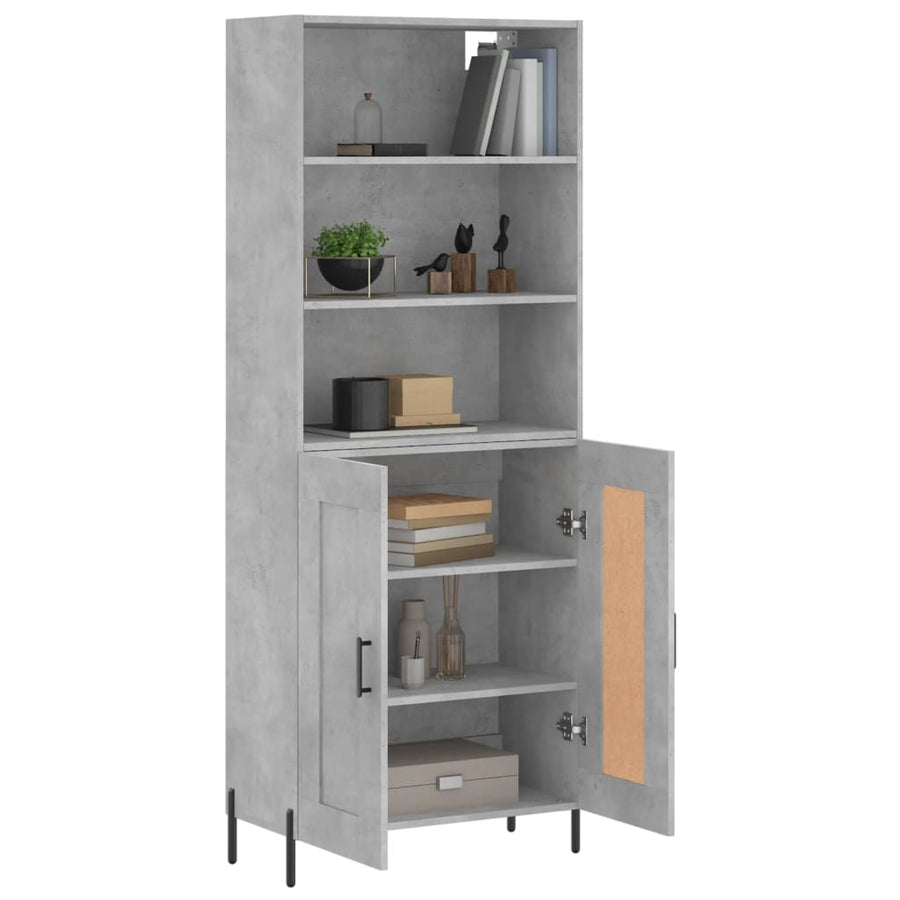 Hoge Kast 69,5X34X180 Cm Bewerkt Hout Betongrijs
