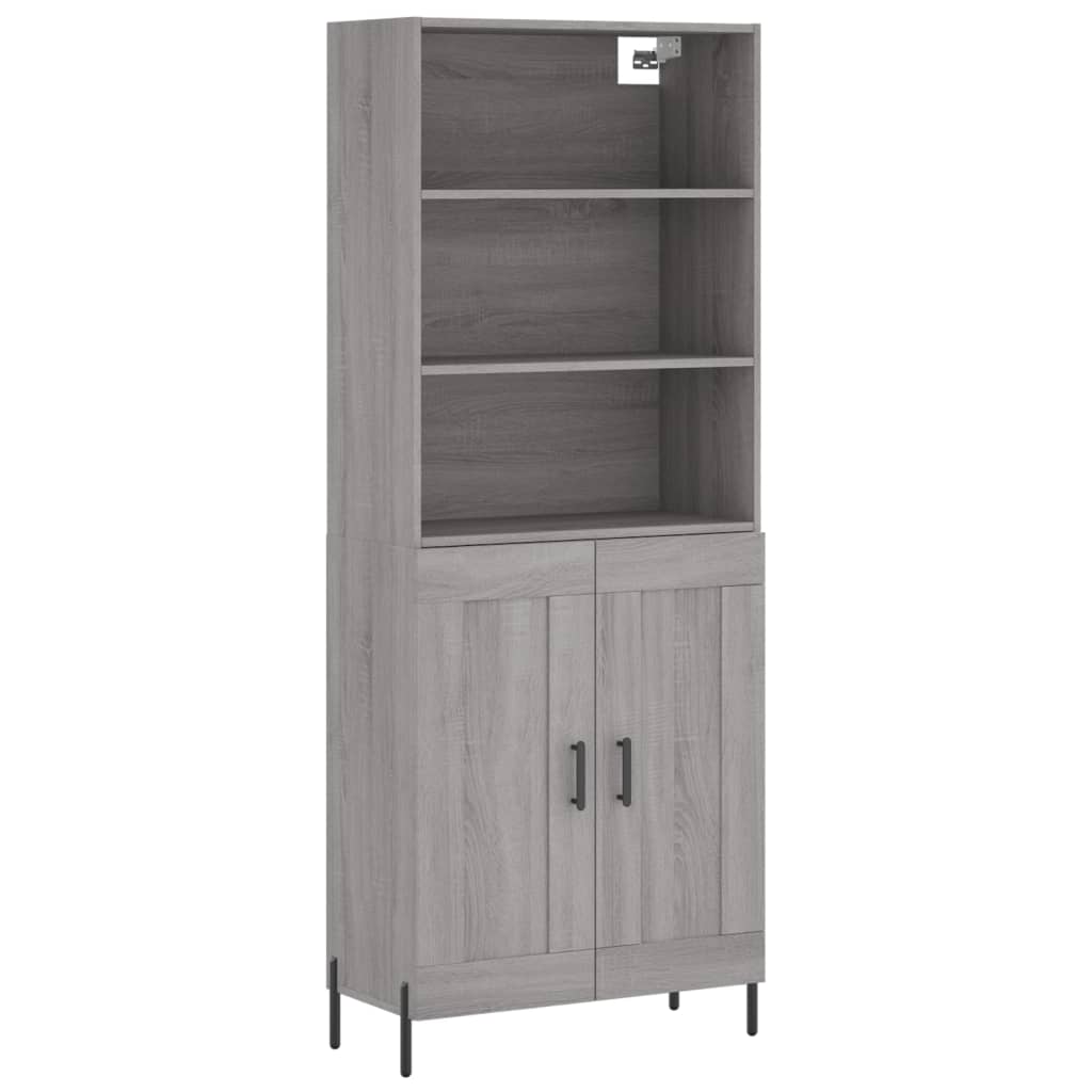 Hoge Kast 69,5X34X180 Cm Bewerkt Hout Eikenkleurig Grijs sonoma