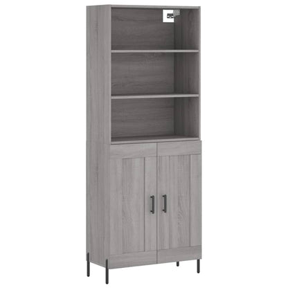 Hoge Kast 69,5X34X180 Cm Bewerkt Hout Eikenkleurig Grijs sonoma
