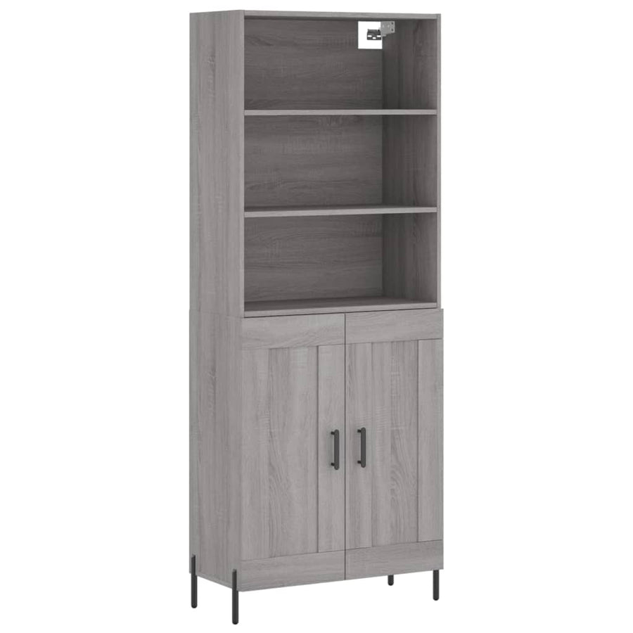 Hoge Kast 69,5X34X180 Cm Bewerkt Hout Eikenkleurig Grijs sonoma