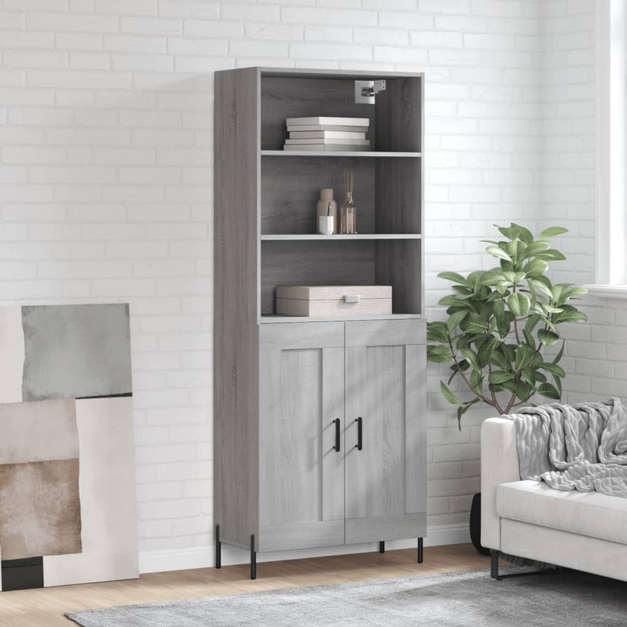 Hoge Kast 69,5X34X180 Cm Bewerkt Hout Eikenkleurig Grijs sonoma
