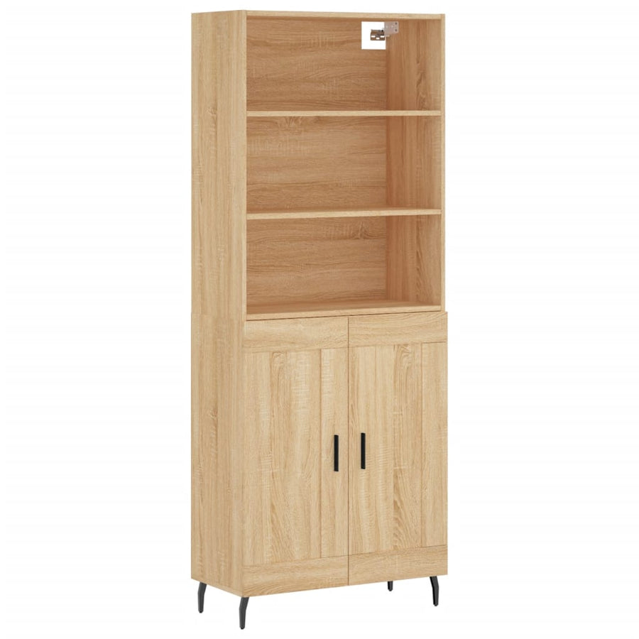 Hoge Kast 69,5X34X180 Cm Bewerkt Hout Kleurig Sonoma eiken