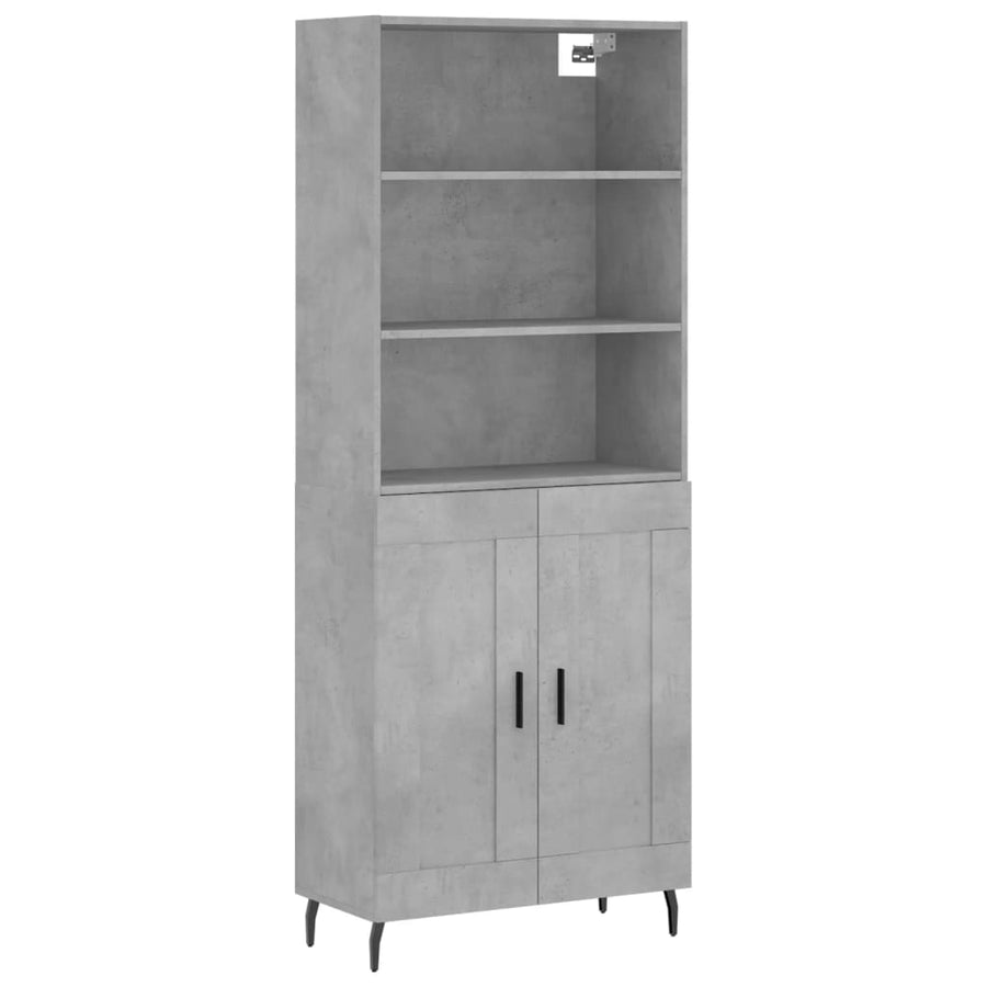 Hoge Kast 69,5X34X180 Cm Bewerkt Hout Betongrijs