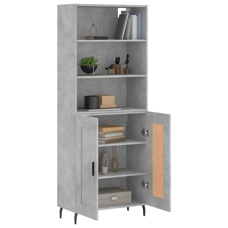 Hoge Kast 69,5X34X180 Cm Bewerkt Hout Betongrijs