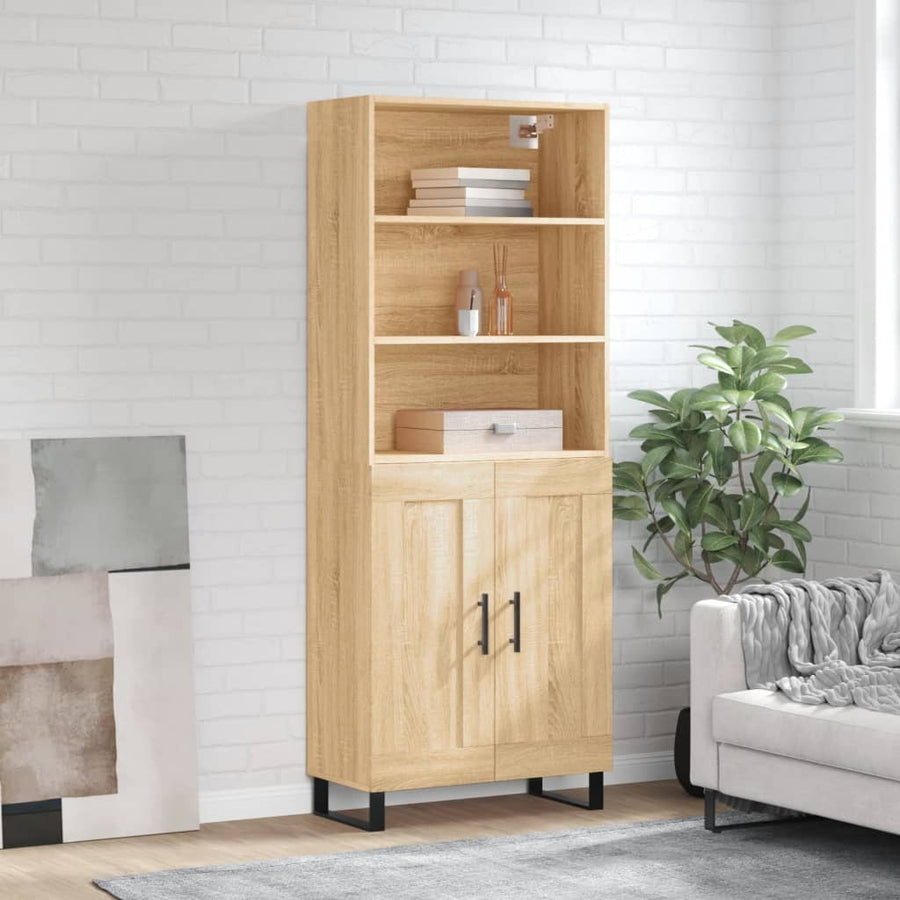 Hoge Kast 69,5X34X180 Cm Bewerkt Hout Kleurig Sonoma eiken
