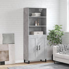 Hoge kast 69,5x34x180 cm bewerkt hout betongrijs