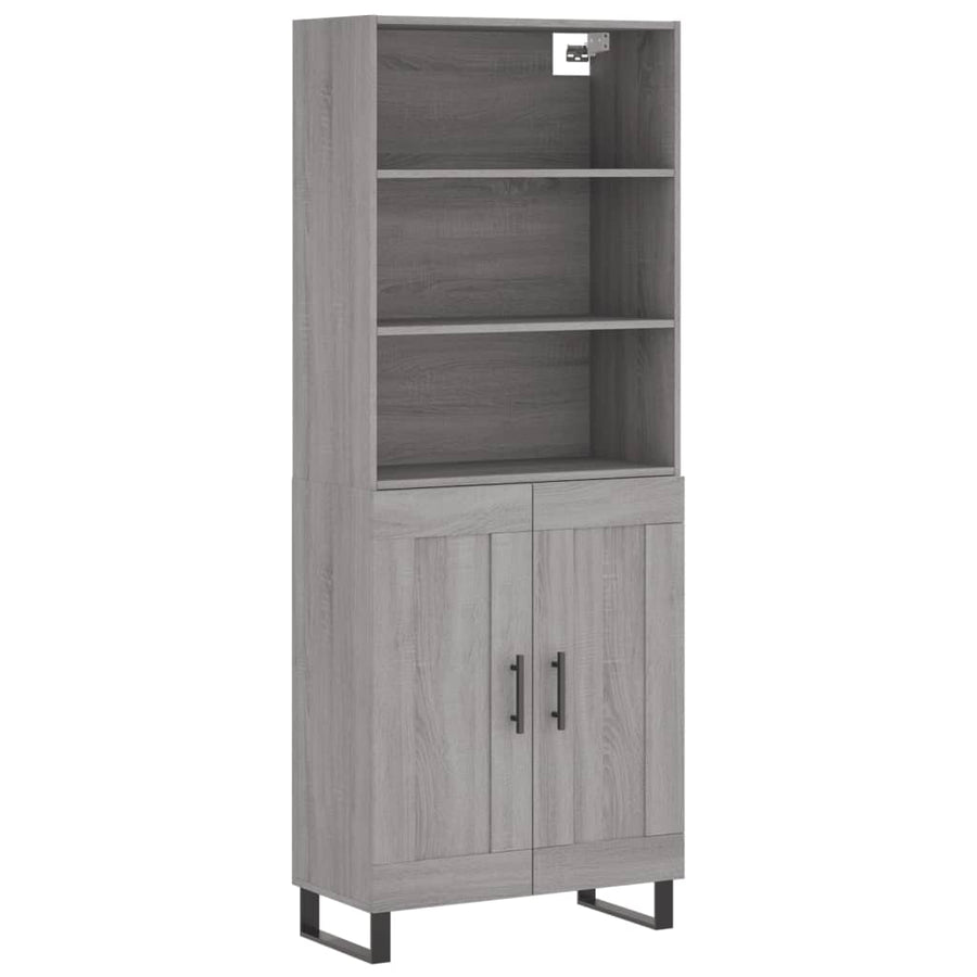 Hoge Kast 69,5X34X180 Cm Bewerkt Hout Eikenkleurig Grijs sonoma