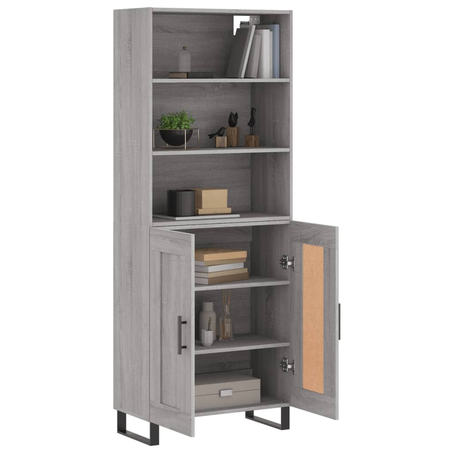 Hoge Kast 69,5X34X180 Cm Bewerkt Hout Eikenkleurig Grijs sonoma